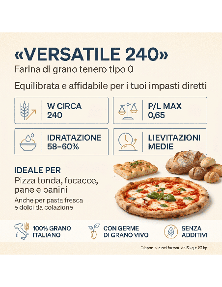 Farina Versatile 240 Tipo 0 per Pizza Napoletana | Agricola Piano