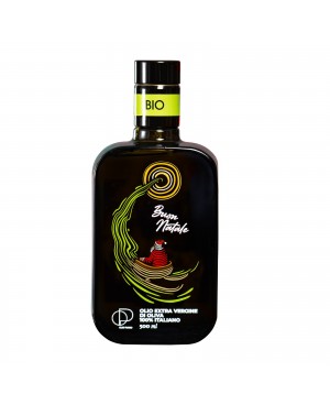 Noël | Huile d'olive extra vierge bio italienne, Bouteille Sérigraphiée, Cadeau Idéal