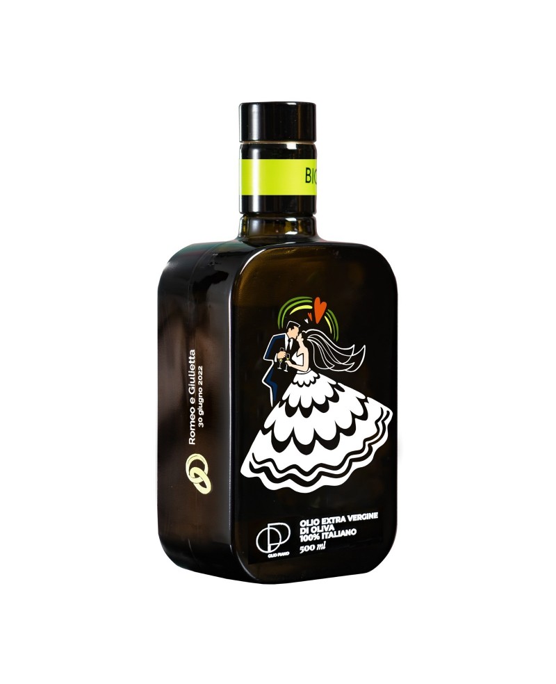Wedding: Italian Organic Extra Virgin Olive Oil, Silk-Screened Bottle, Ideal Wedding Favor