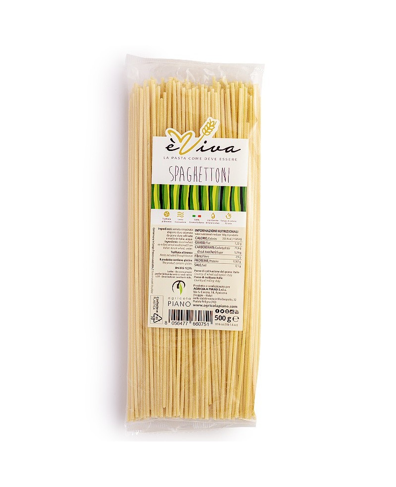 Spaghettoni | Handwerkliche èViva Pasta - Bronze-Gezogene mit Remillierter Grieß aus Italienischem Weizen