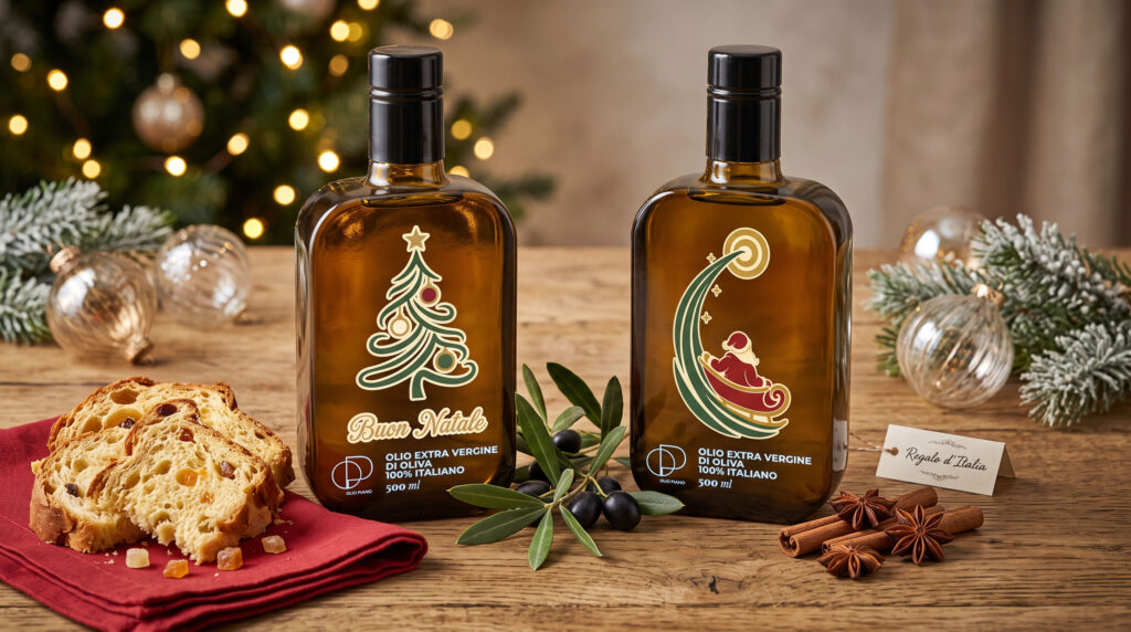 Bottiglia olio personalizzata natale
