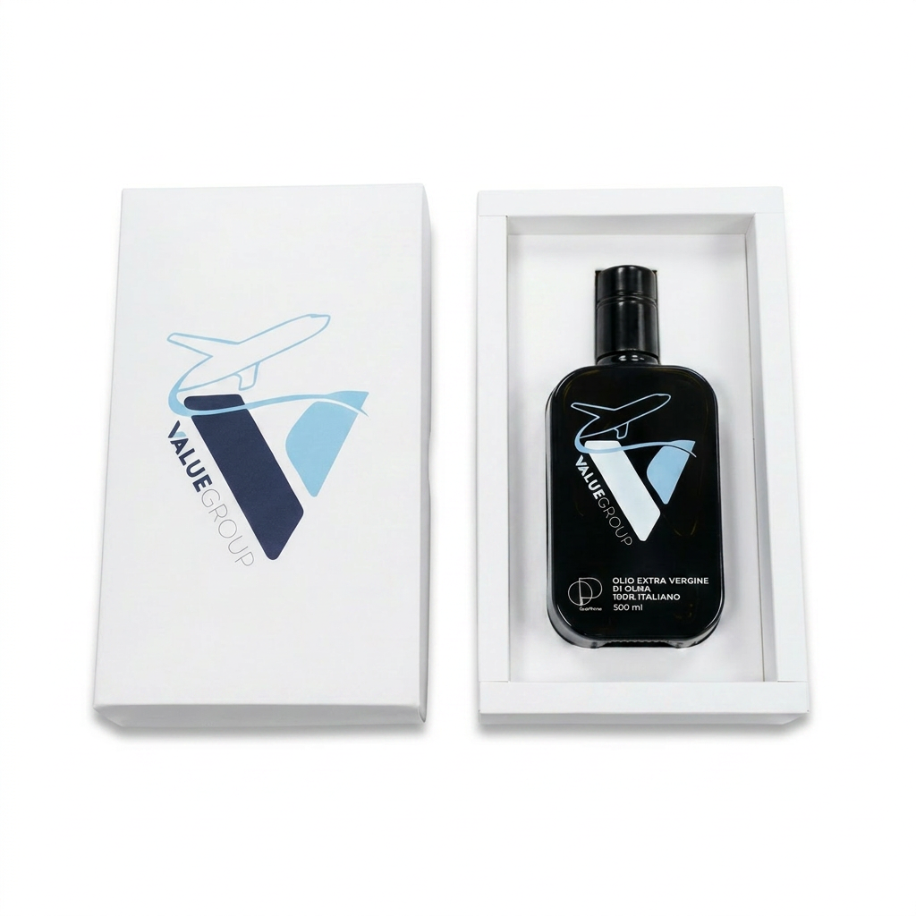 Value-Group-Firmengeschenkbox mit co-gebrandeter EVO-Öl-Flasche