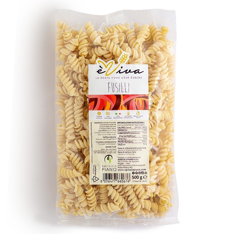 Fusilli | Handgemachte Bronzegezogene Pasta 500g, Langsame Trocknung bei Niedriger Temperatur, 100% Italienischer Weizen