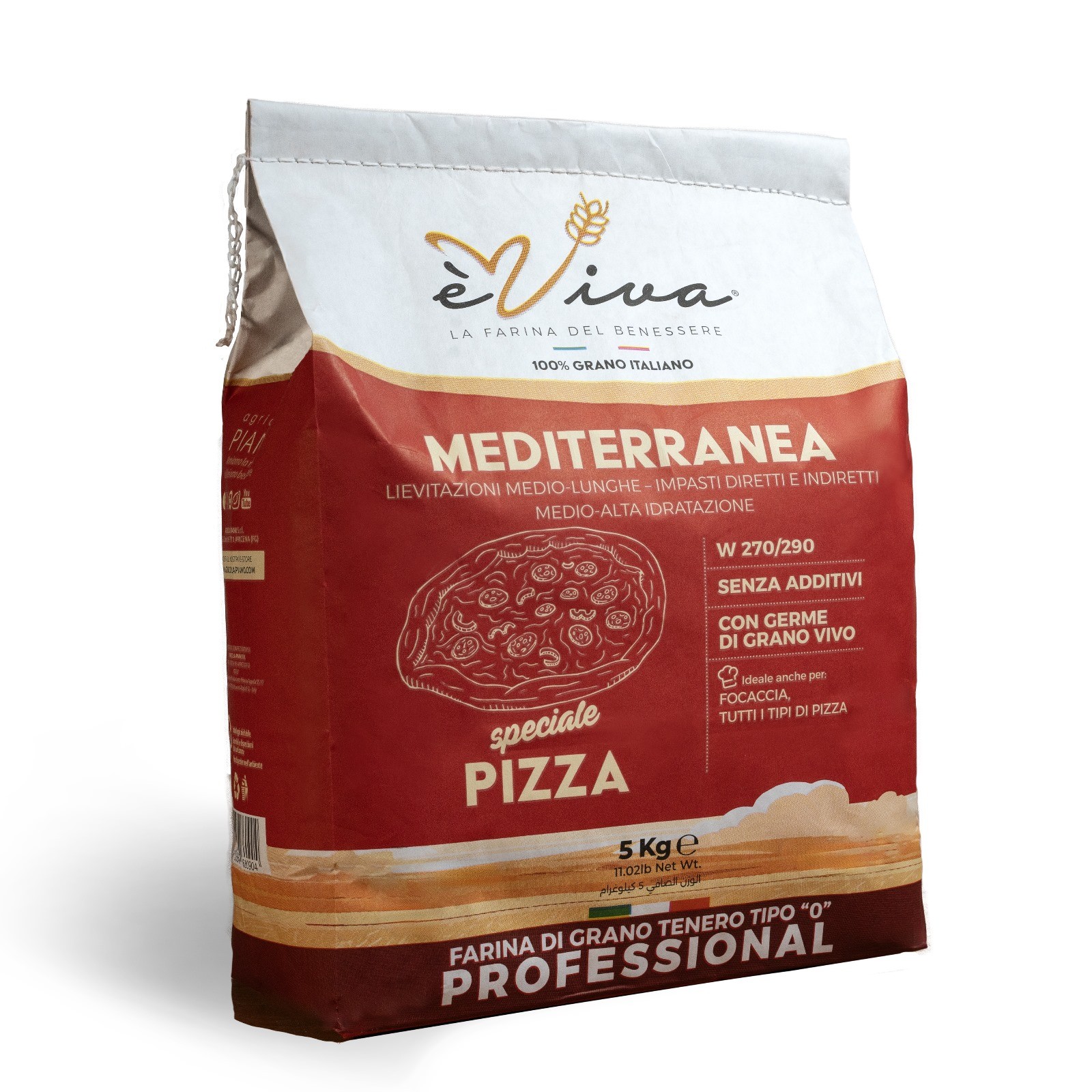 Mediterranea | Farine de Blé Tendre Type 55, Farine pour pizza, sans glyphosate, sans pesticides, sans additifs