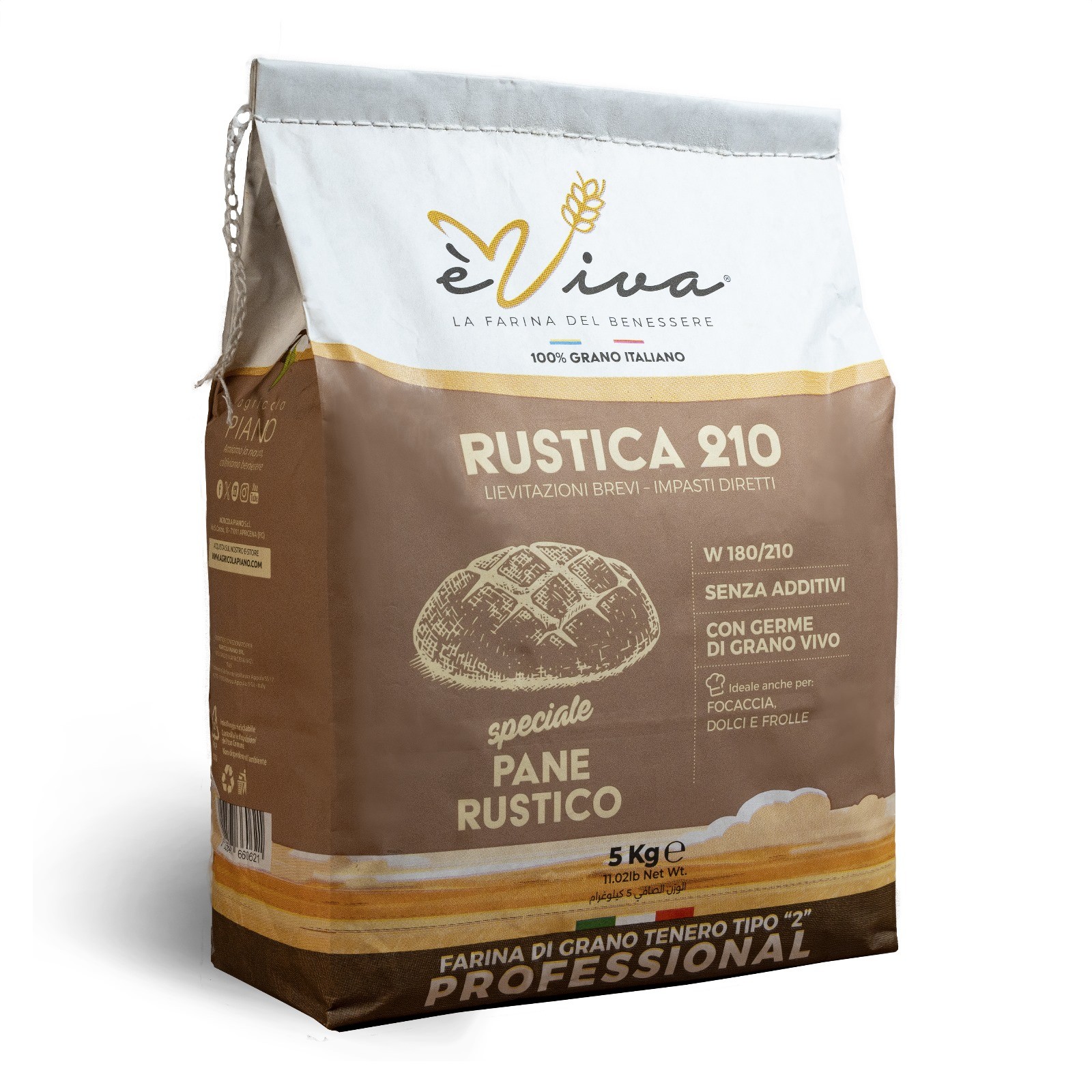 Rustica 210 | Farine de Blé Tendre Type 110, Farine pour Pain, sans glyphosate, sans pesticides, sans additifs