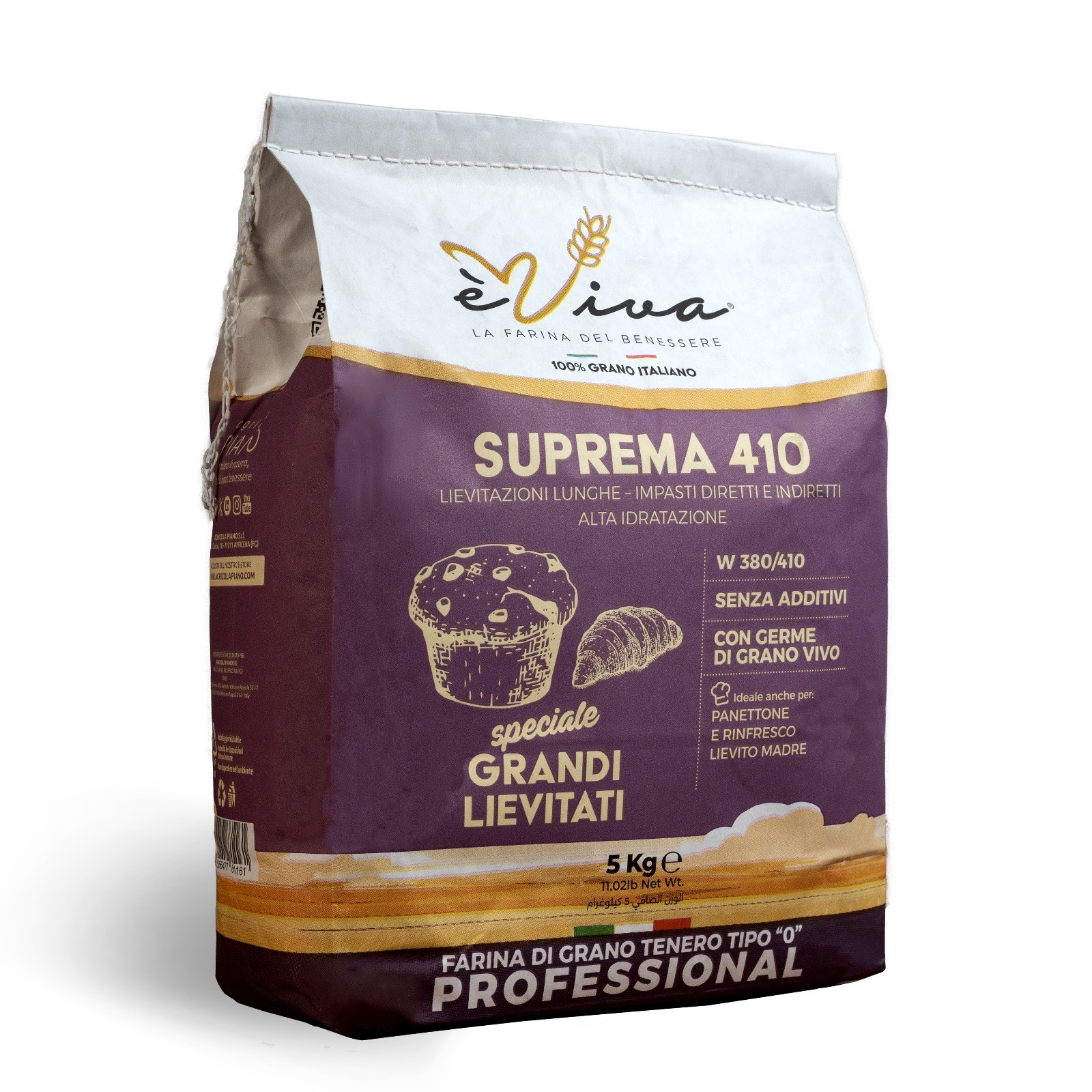 Suprema 410 | Weizenmehl Typ 505, Mehl für Panettone und Sauerteig Auffrischen, ohne Glyphosat, ohne Zusatzstoffe