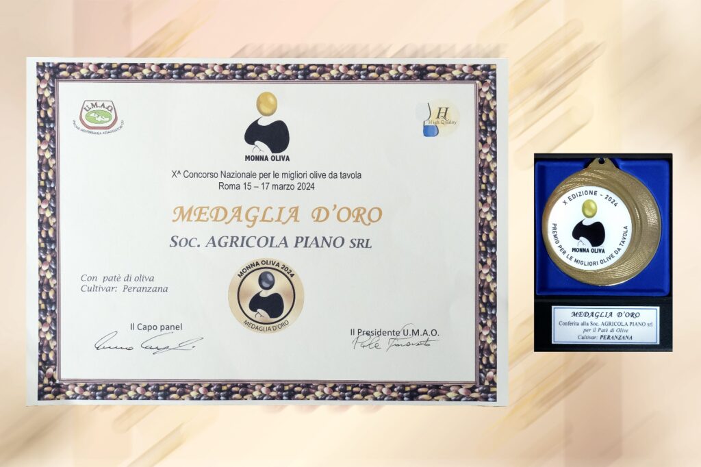 Riconoscimenti per Agricola Piano al Concorso Monna Oliva 2024