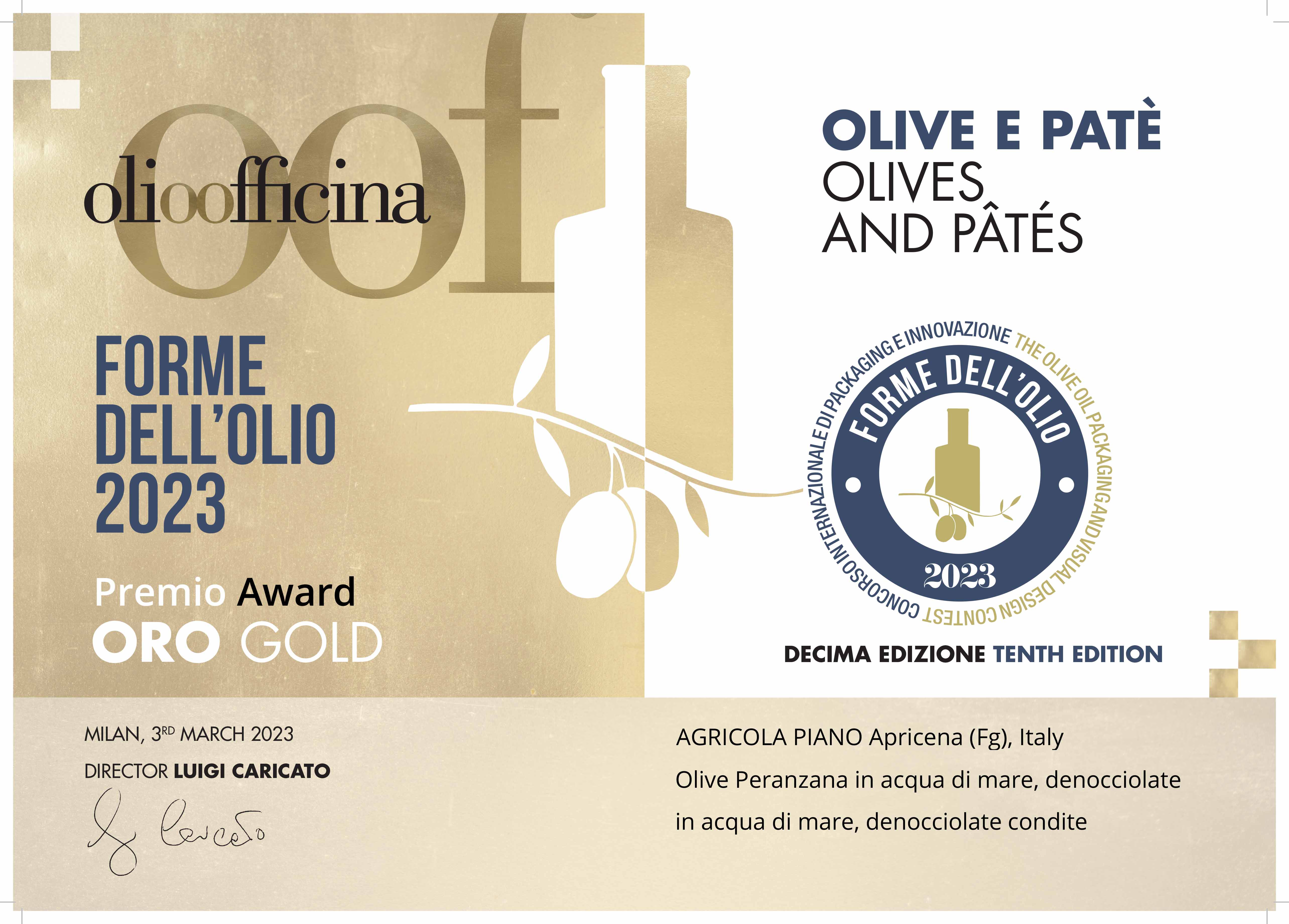 Premio Le Forme dell’Olio per Olive Piano Premio Le Forme dell’Olio per Olive Piano