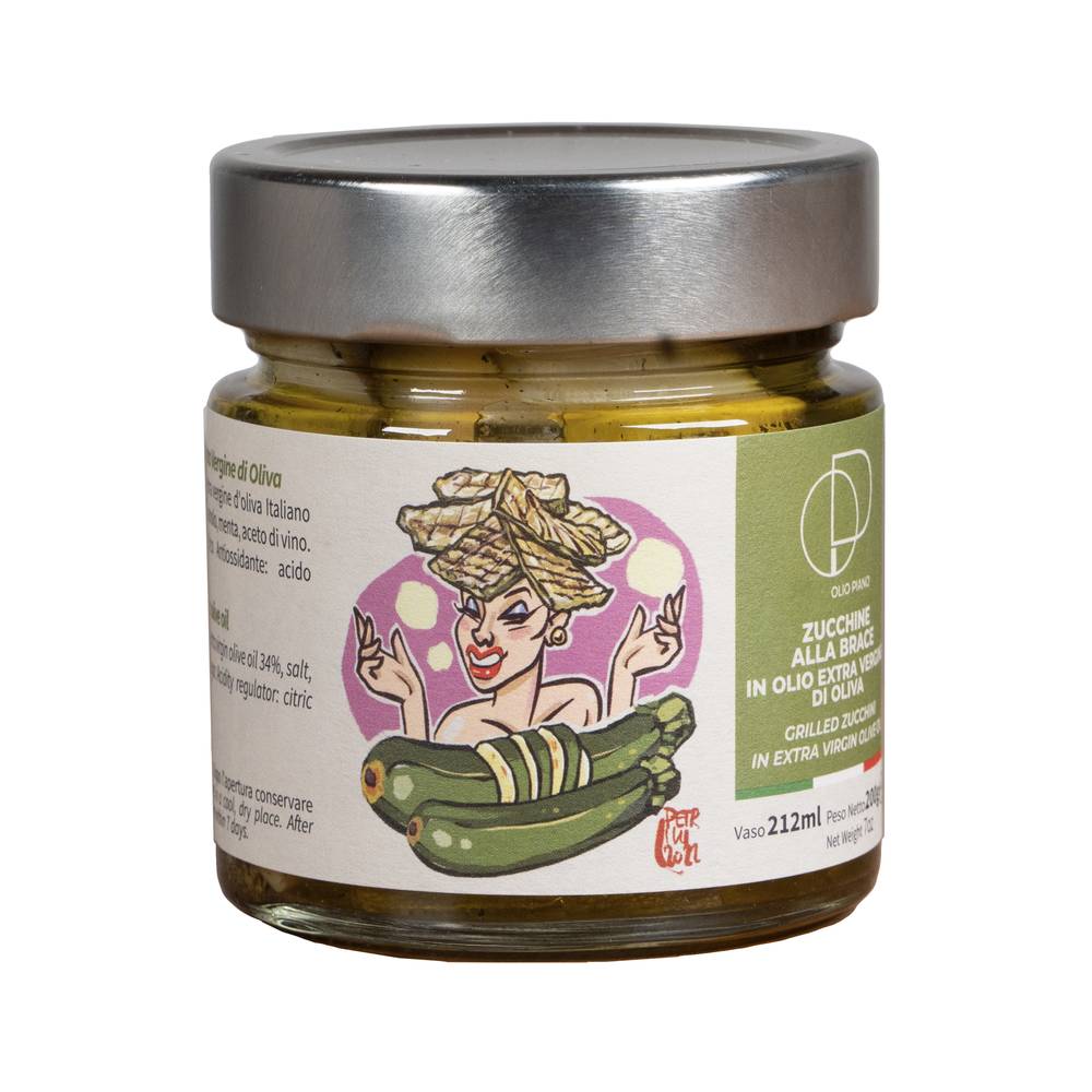 Zucchine Sott'Olio | Zucchine alla brace in olio extravergine pluripremiato 212ml, 100% Italiane, Ricetta antica, Pronte all'Uso