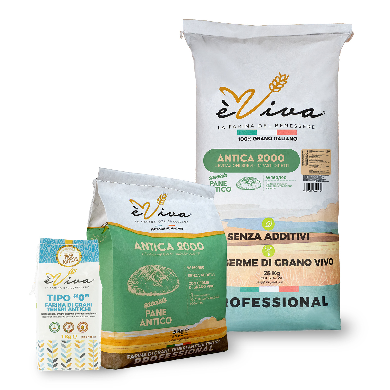 Antica 2.000 | Farine de Type 55 de Grains Tendres Anciens, Blé Italien, Sans Pesticides, Sans Additifs, Avec Germe de Blé