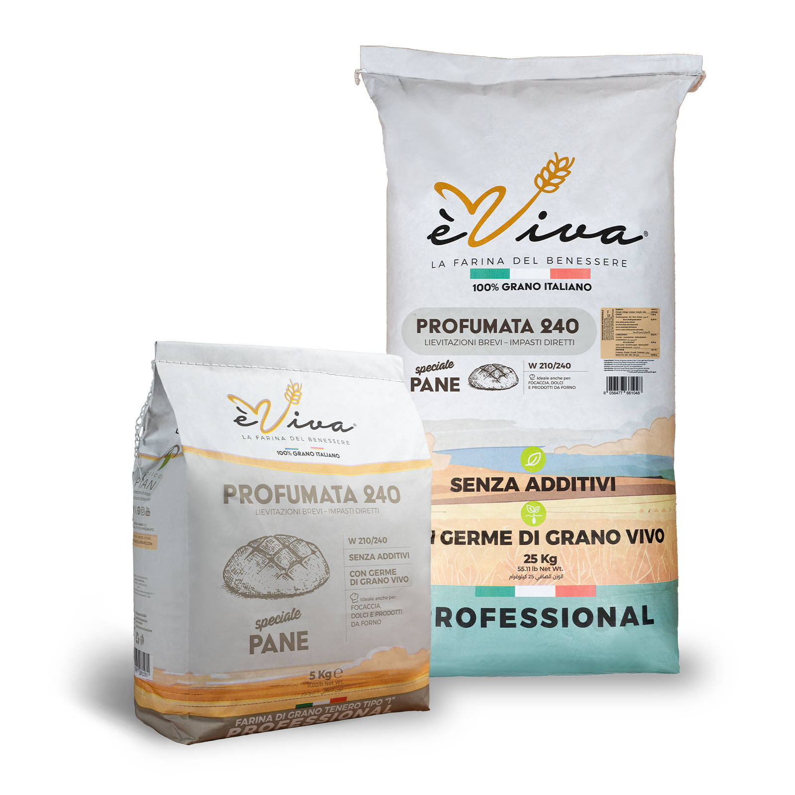 Profumata 240 | Farine de Blé Tendre Type 65, Farine pour Pain, sans pesticides, sans additifs, avec germe de Blé