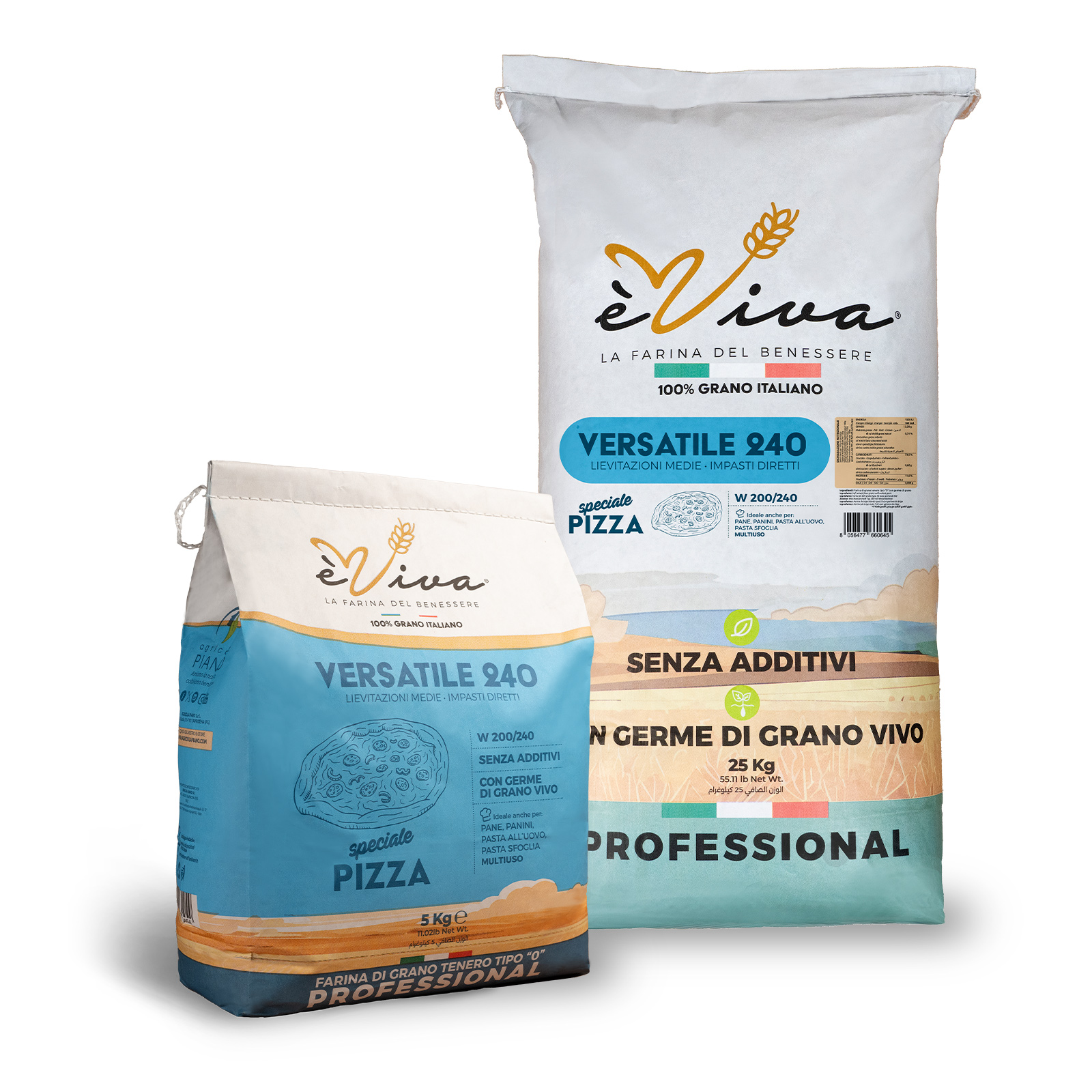 Versatile 240 |Farine de Blé Tendre italienne Type 55 pour Pizza Napolitaine, sans pesticides, sans additifs, Avec Germe